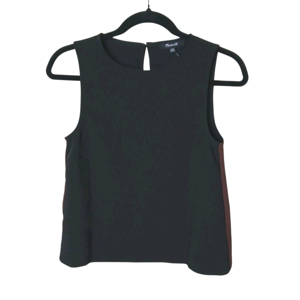 Madewell Sleeveless Black Swing Top  Shell Contrast Sides Size XXS Rtl $88 NY861